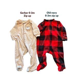 Set of 2 Baby Zip Up Footsies 0-3m #T231